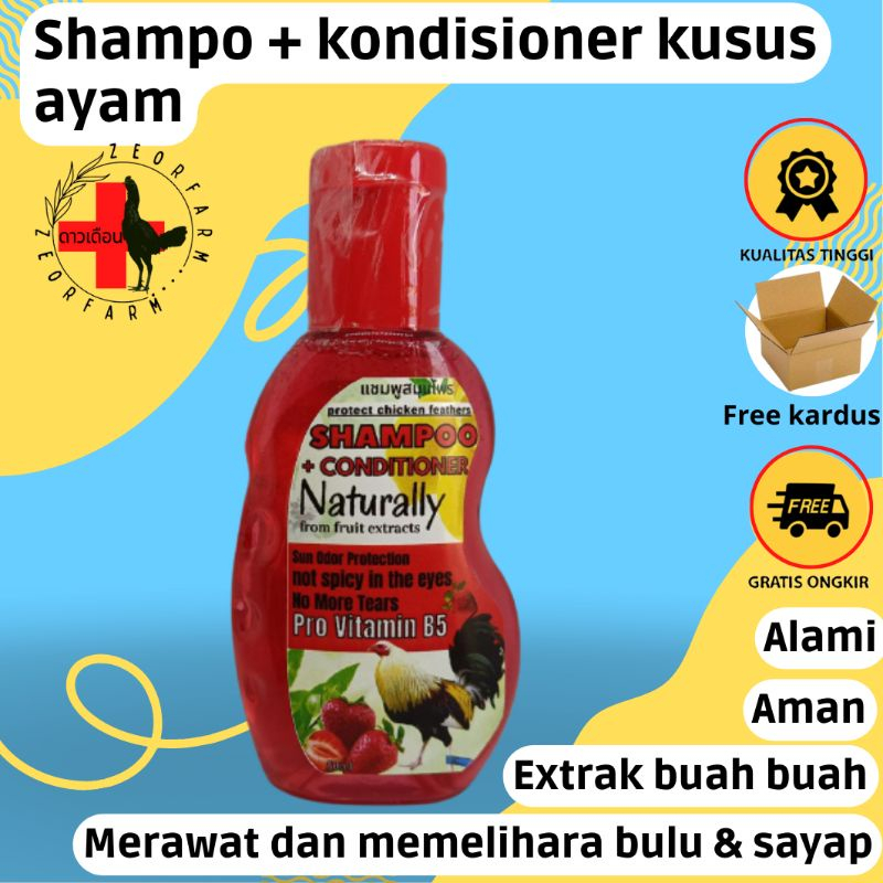 shampo ayam alami buah buahan plus kondisioner zeorfarm