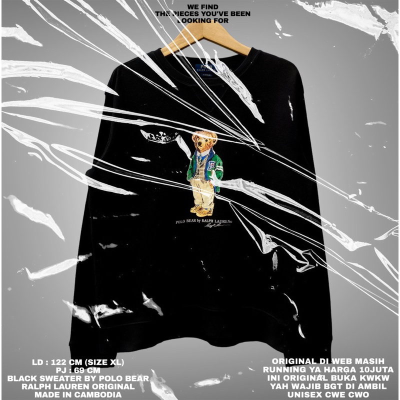 POLO BEAR RALHP LAUREN ORIGINAL/BLACK POLO BEAR/SWEATER CREWNECK POLO BEAR/RALPH LAUREN SWEATER/BLAC