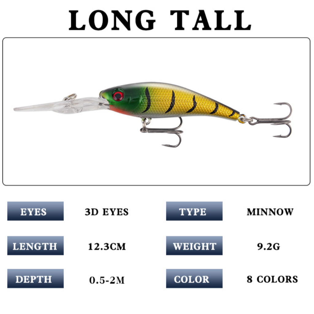 Umpan minnow /Umpan pancing tiruan ikan lidah panjang berat 9gram panjang 12 cm