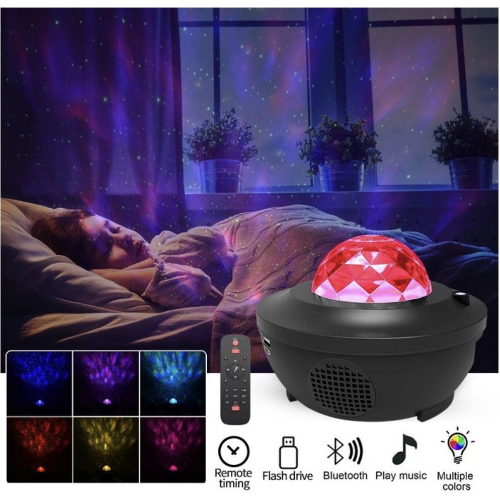 Lampu Projector Galaxy 2 in 1 - Proyektor &amp; Bluetooth Speaker - Lampu Langit Malam - Lampu Tidur Aesthetic