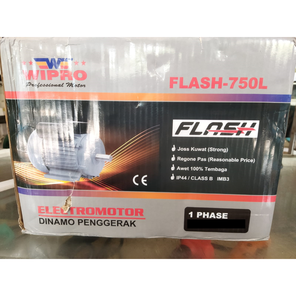 DINAMO PENGGERAK WIPRO 1 HP 4 POLE 1 PHASE ELECTRO MOTOR WIPRO 1 HP 1430 RPM 220 V