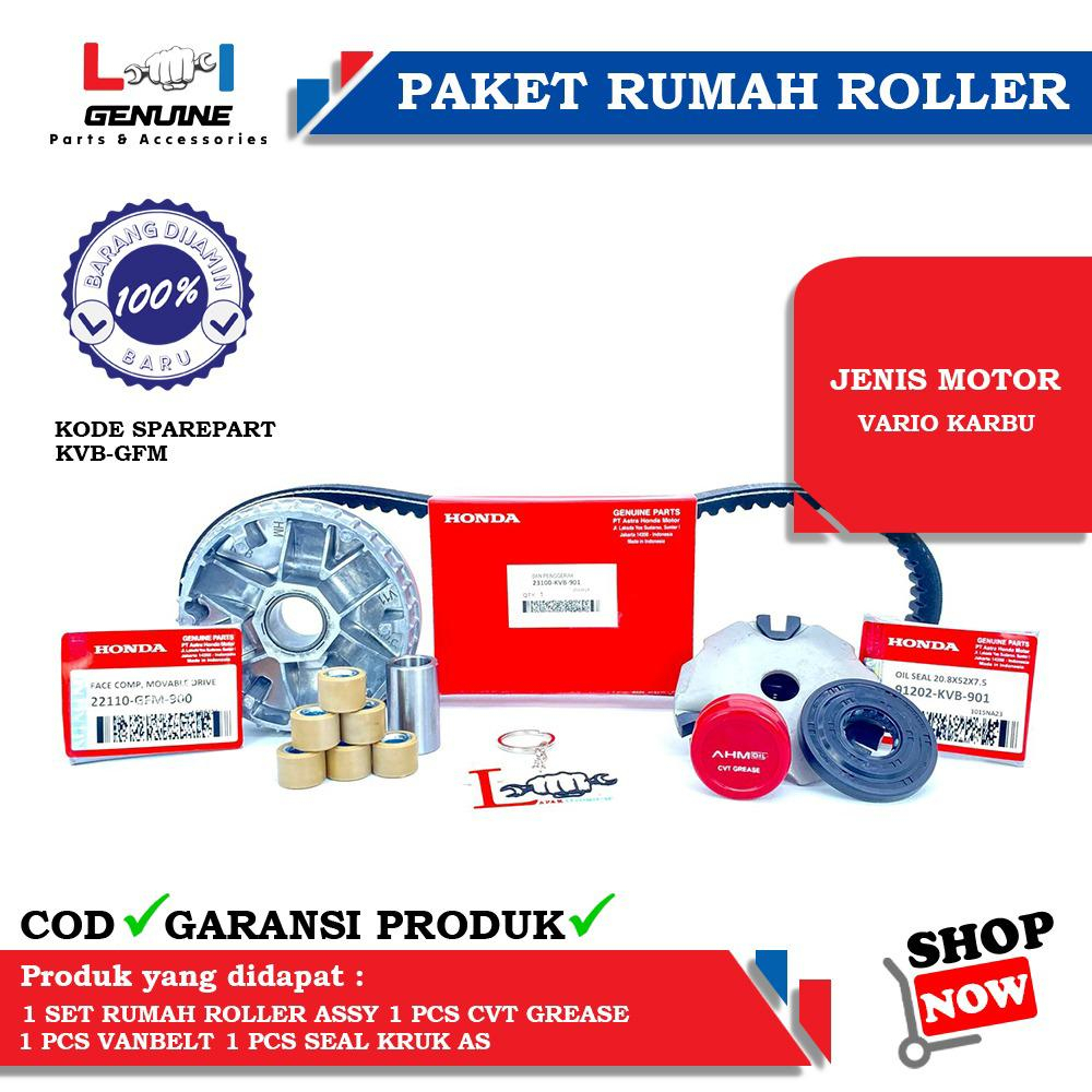 -LOI- PAKET RUMAH ROLLER SET VANBELT VARIO 110 KARBU &amp; KIPAS ROLLER VARIO 110 KARBU