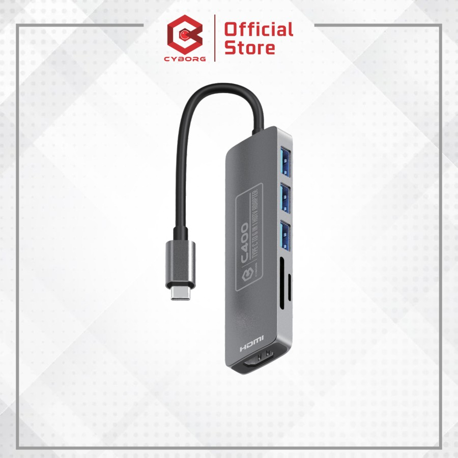 Converter 6in1 Cyborg C400 Type-c to HDMI + Card Reader &amp; USB 3.0