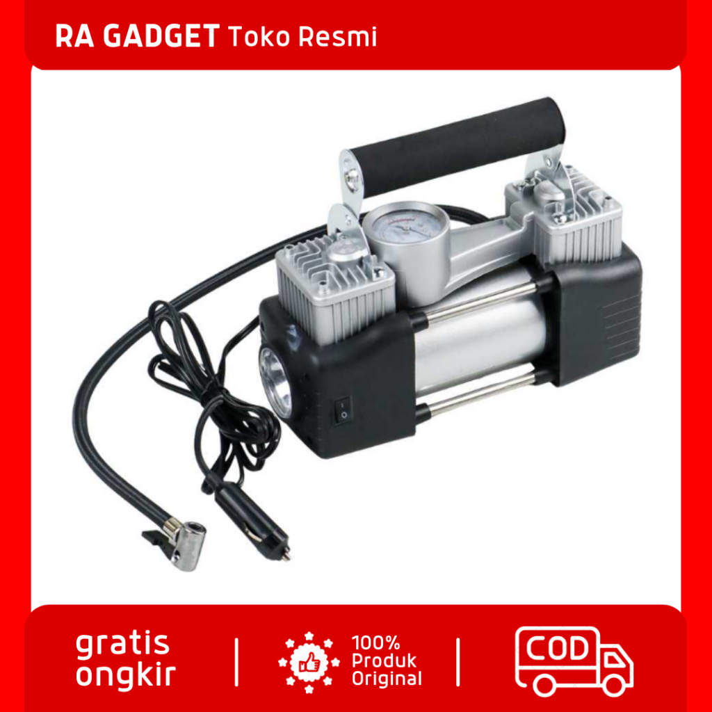 Pompa Ban Compressor Double Cylinder 12V 150 PSI / Kompressor Compressor Pompa Angin Mini Mesin Auto