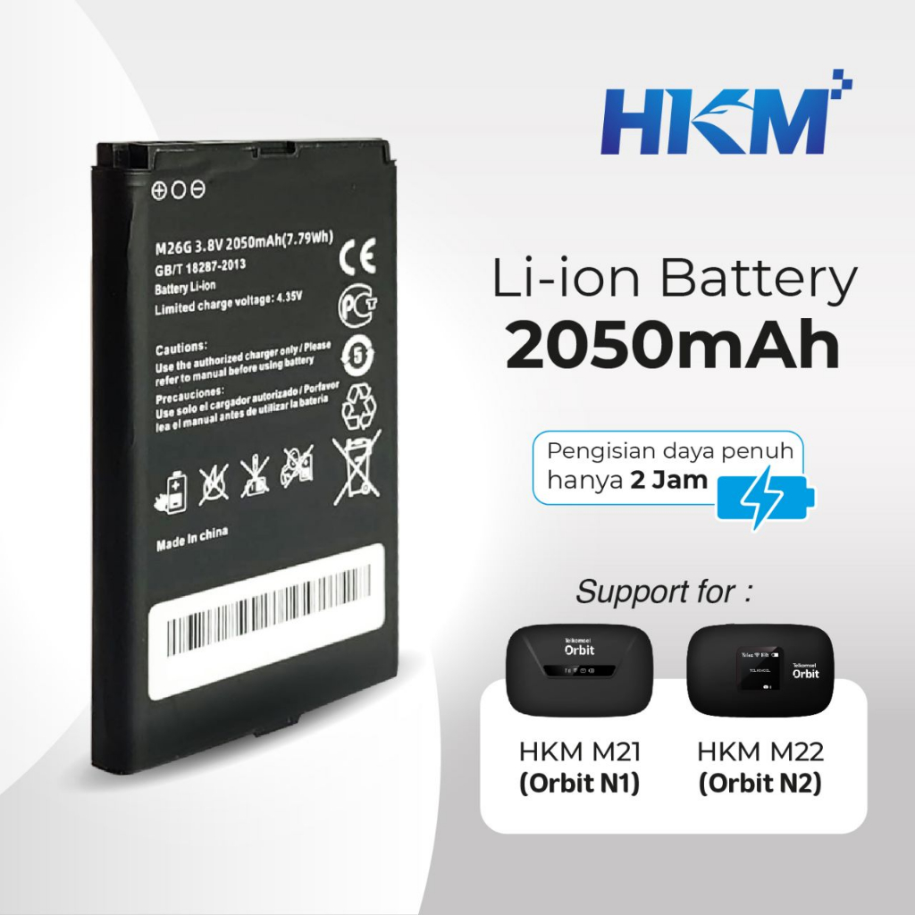 Battery 3000mAh Modem Mifi HKM M21 / M22 - XL Telkomsel Orbit Mifi N1 / N2
