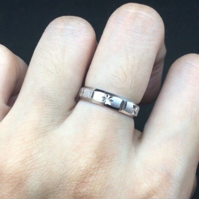 Cincin Perak Pria Wanita 925 Asli Salju Garis Dua