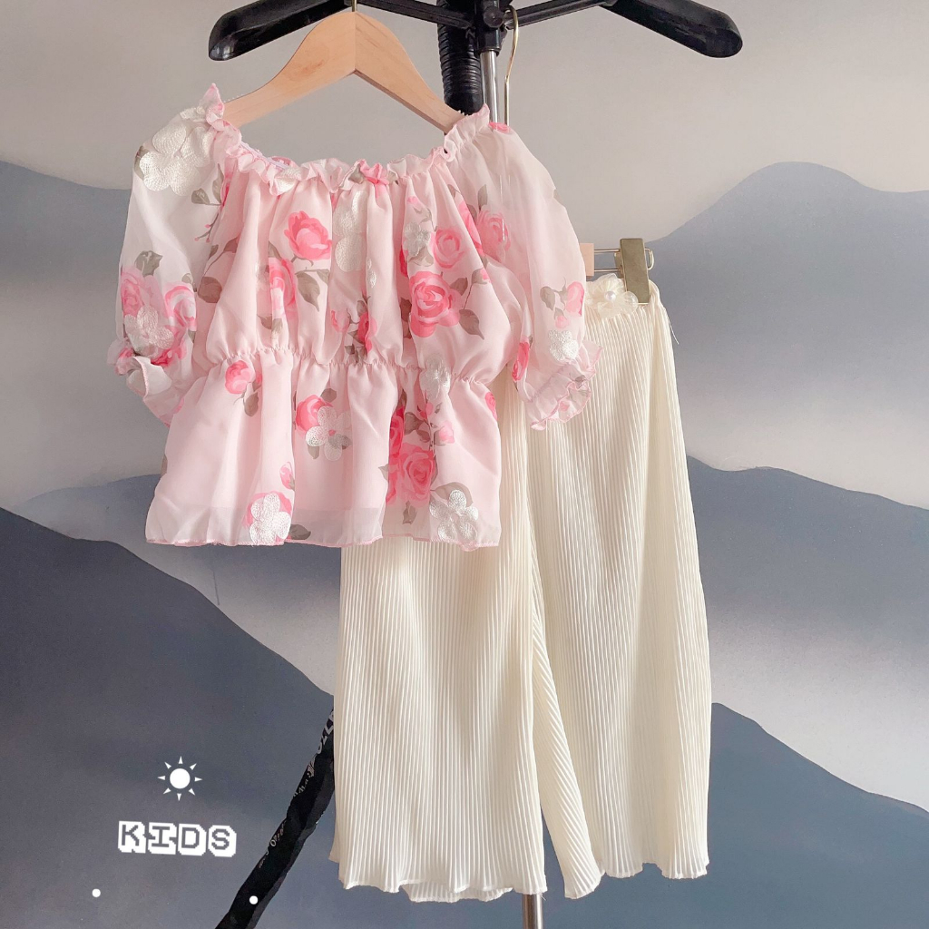 (LOLI-JKT) BS-411 STELAN ANAK CEWEK PINK FLORA SIZE 100-140 BAGUS BANGET