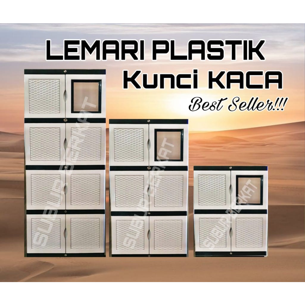 Lemari Plastik Lemari Pakaian Lemari Baju Kaca FULL KUNCi