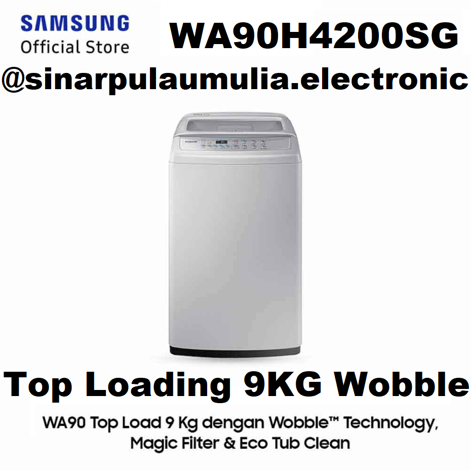 Samsung Mesin Cuci Top Loading 9 KG - WA90H4200 / WA 90H4200 SG / WA 90 H 4200 SG / WA 90H 4200 / WA