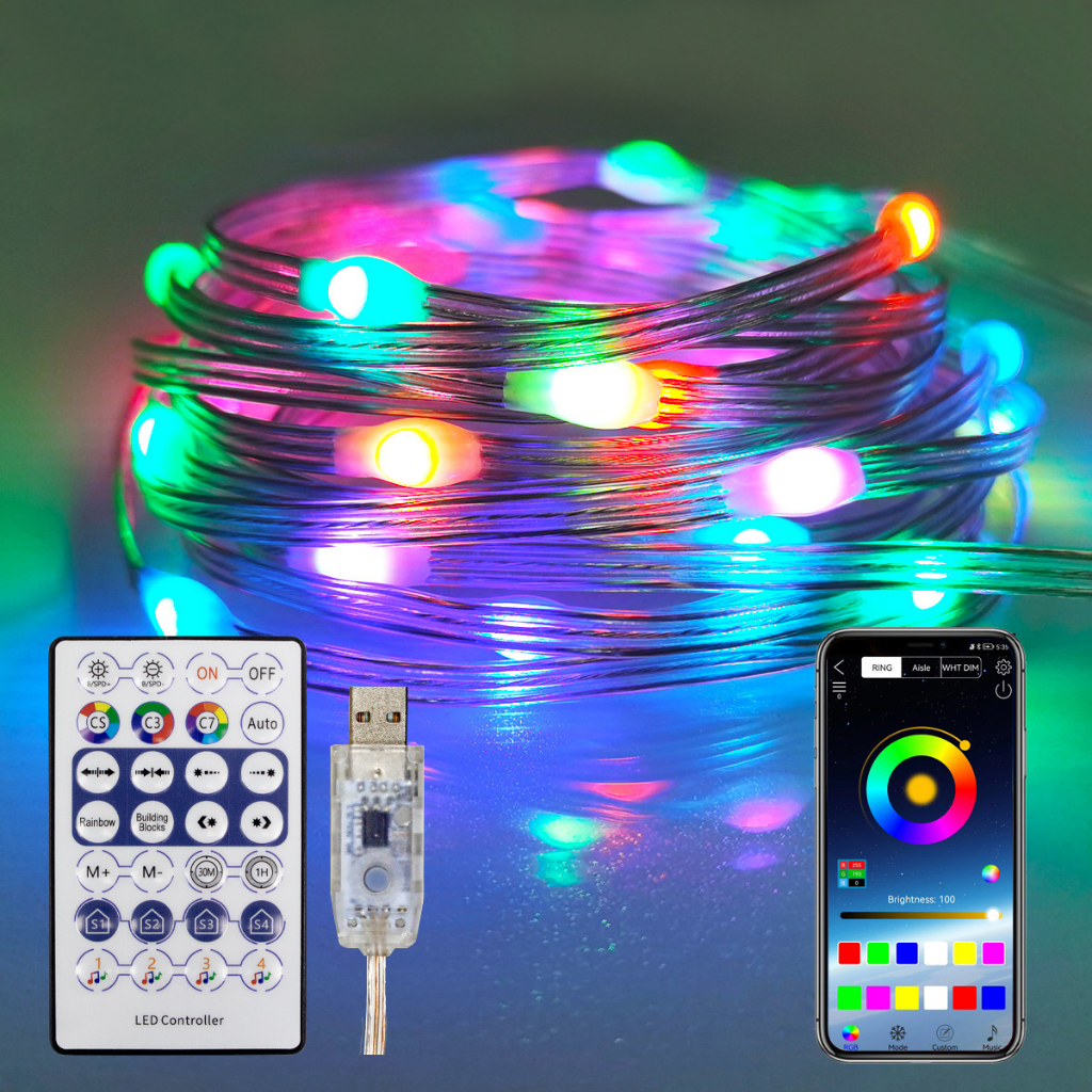 Lampu LED Symphony RGB Lampu String Smart 28Tombol Bluetooth Bisa Di Atur Di Aplikasi Ponsel