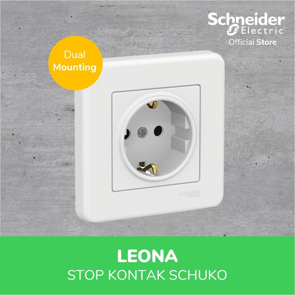 SCHNEIDER LEONA STOP KONTAK 1 GANG SCHUKO CHILD PROTECTION