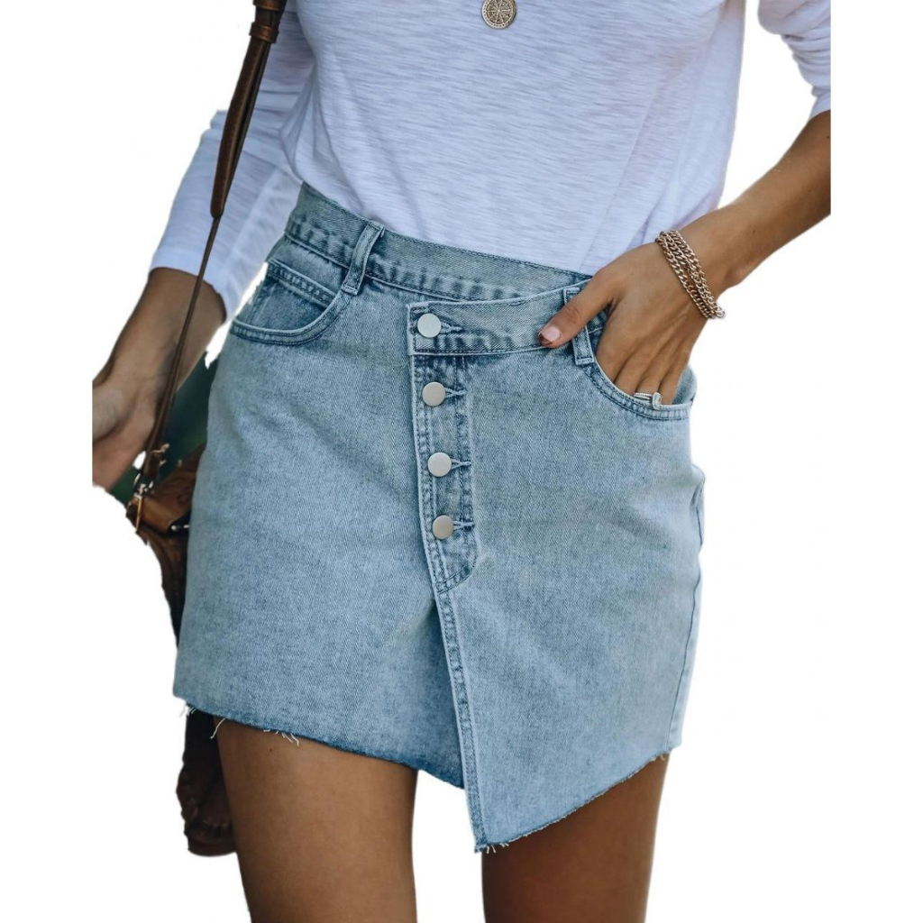 Rok Jeans Pendek A-Line  rok asimetris Rok Denim Skirt korea rok kekinian 2023 asymmetrical skirts