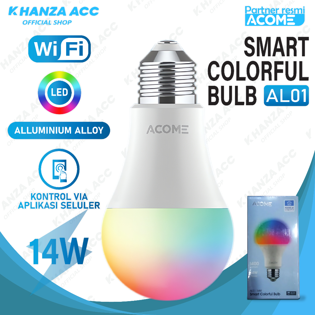 KHANZAACC ACOME AL01 / AL02B Lampu Bohlam Smart Wifi LED RGB
