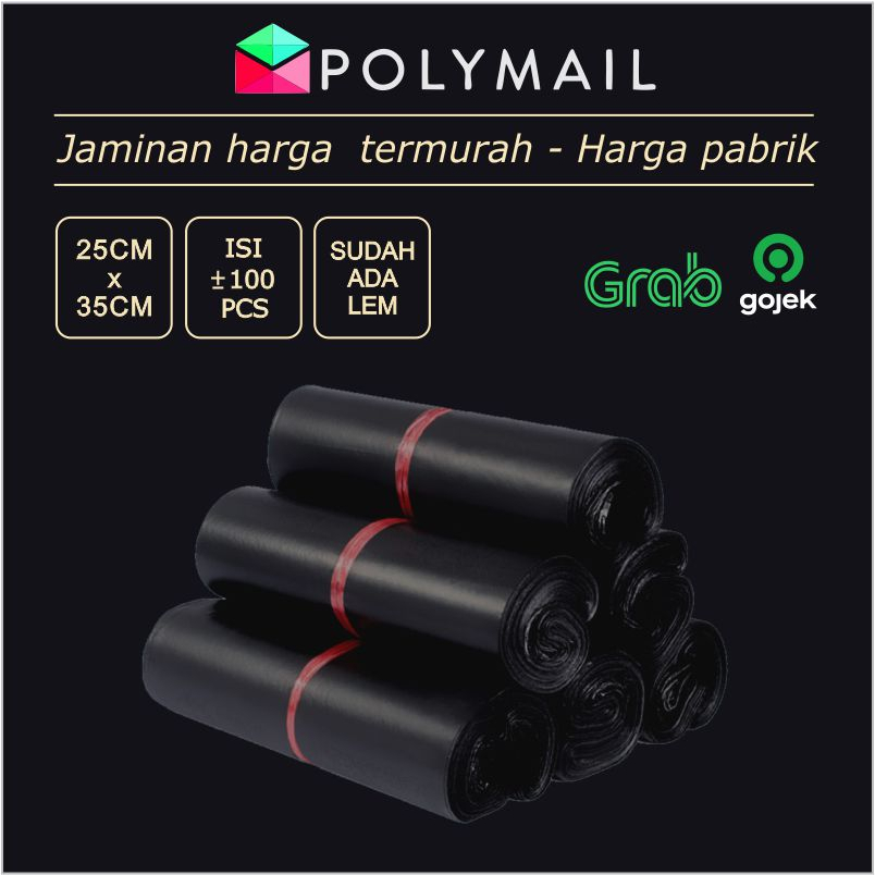 

InJO POLYMAILER 100PCS 25x35CM HITAM GLOSSY PLASTIK PACKING