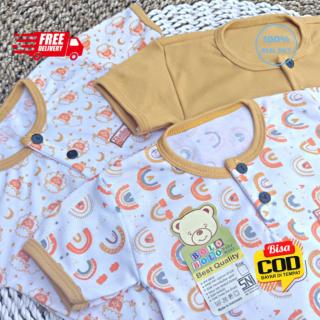 SALE 7.7 Serian Mustard - 3 pcs Jumper Bayi Segitiga MUSTARD SERIES 0 sd 6 Bulan merk SNI Bolo - Bolo / Baju Bayi Jumper Serian Mustard