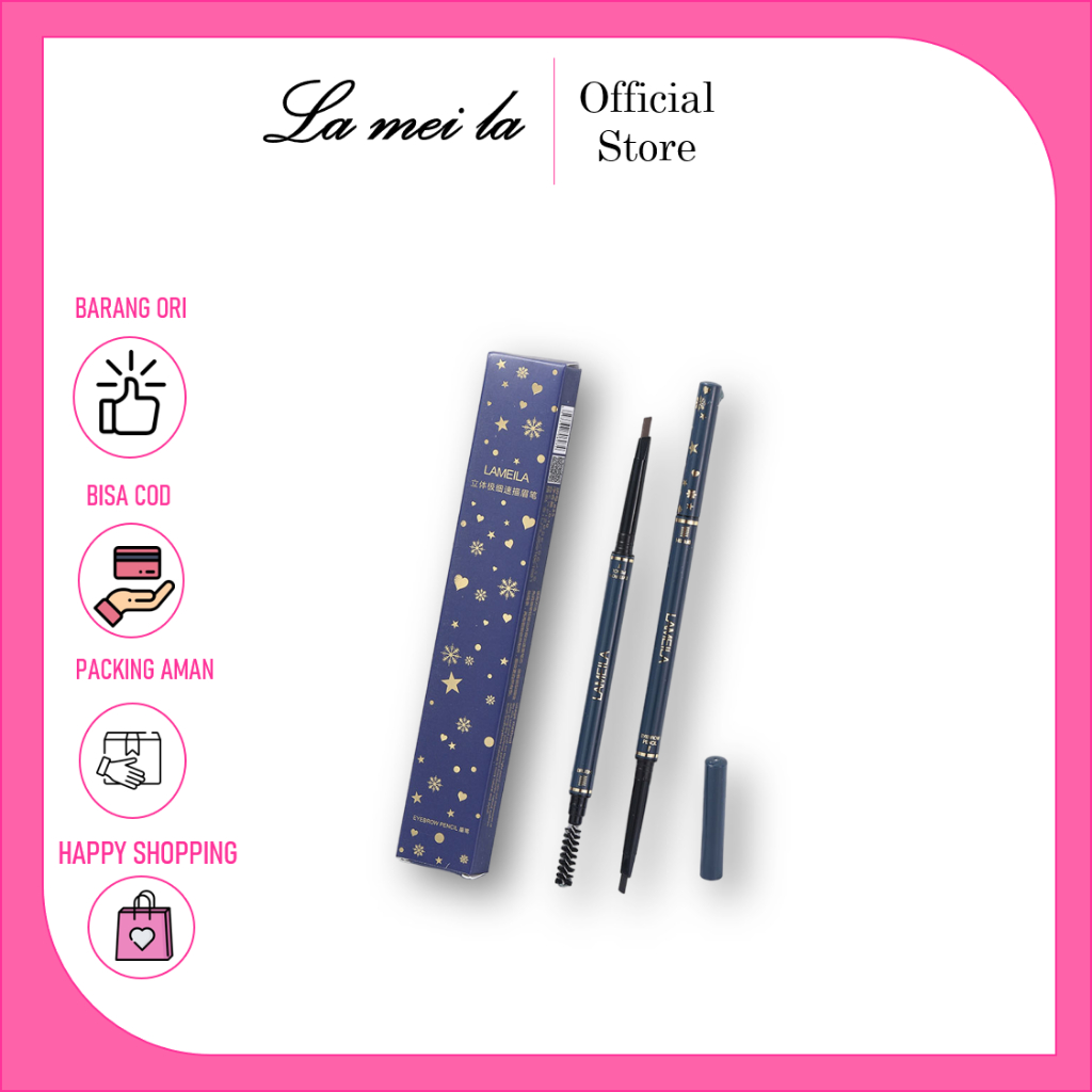 LM-833 Lameila Pensil Alis 4 Colors Double Heads Eyebrow Pencil Lasting Eyebrow Pen Waterproof