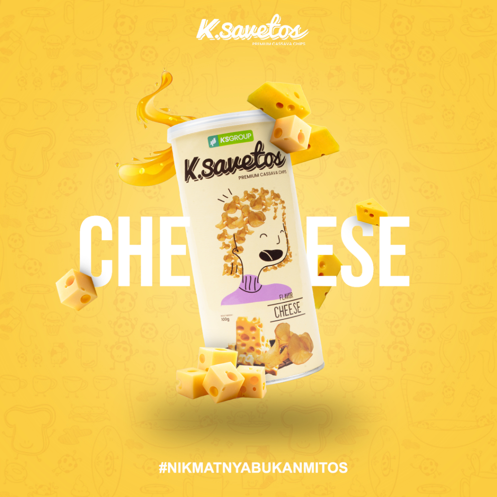 

K.Savetos Cemilan Keripik Singkong Rasa Cheese 100 Gram / Cemilan - Snack / Kripik Gurih - K.savetos