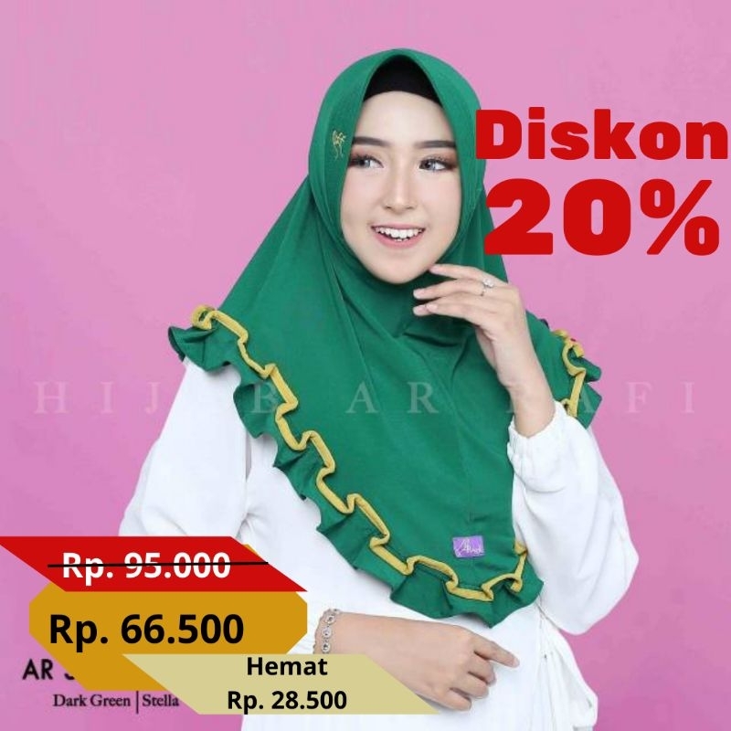 Hijab Arrafi AR 346 Bergo Jilbab Kerudung Tudung Kudung Instan Dark Green