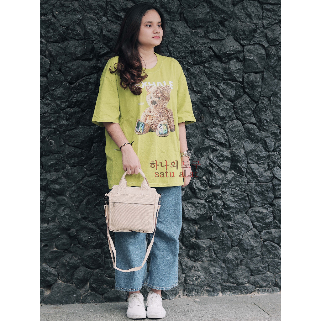 SATU ALAT Tas Selempang GANGNAM TRANSPARAN 100% Canvas Premium Tebal Tas Kanvas