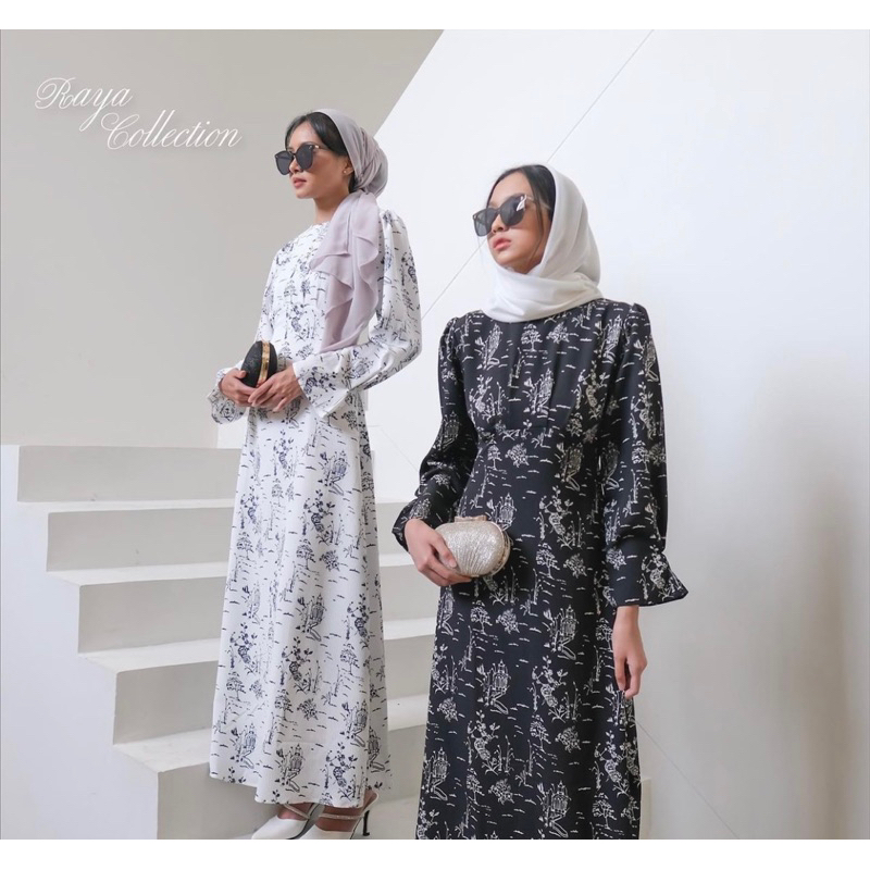 POPPY MOCK NECK LONGDRESS HIJAB FRIENDLY KOREA - BAJU MUSLIM - GAMIS WANITA ELEGANT - PRINT DRESS KONDANGAN FORMAL KOREA - DRESS PESTA - MAXI DRESS - BRIDESMAID DRESS - HADIAH / KADO ULTAH CEWEK