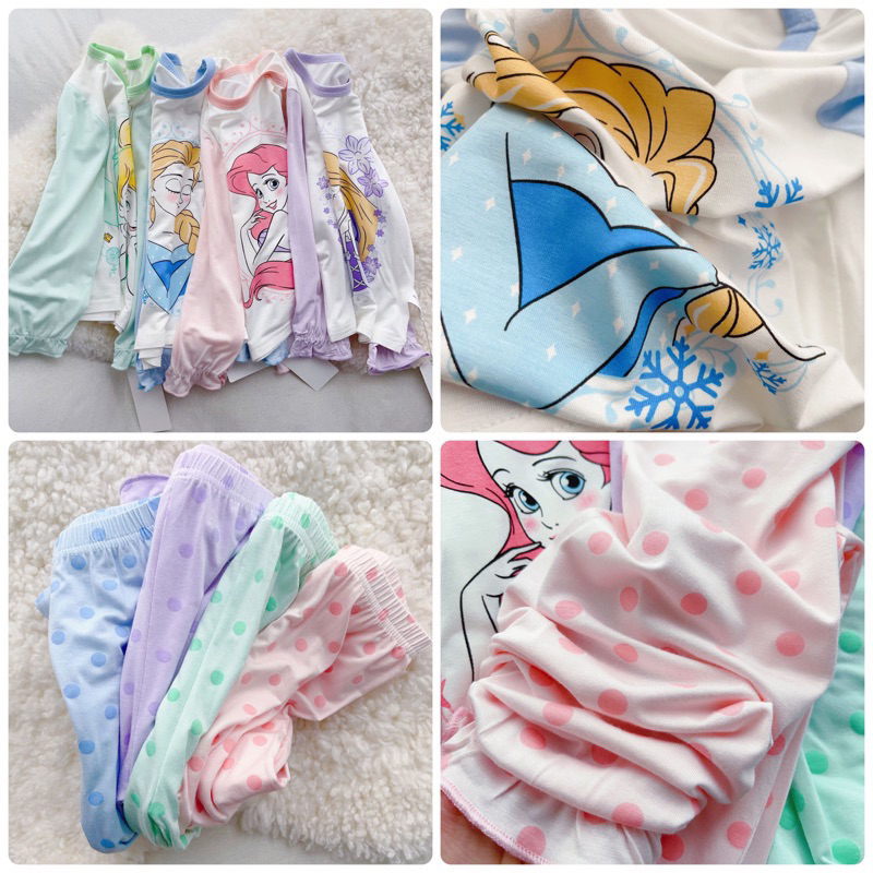 Piyama Anak Import Karakter Disney Princess Baju Tidur Anak Perempuan Lengan Panjang