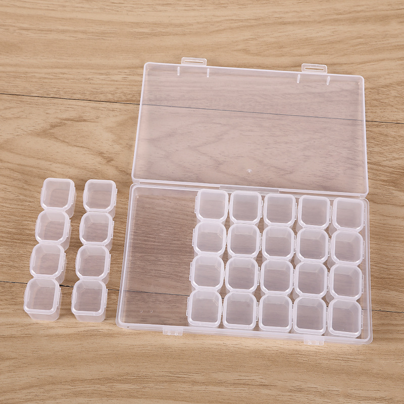 ADJUSTABLE Kotak Aksesoris Wadah Mur Manik monte cincin kail pancing Obat serbaguna Penyimpanan Perhiasan Grid Box Kecil Multi Slot Organizer 28 split 12 , 14, 18, 24 blue transparan bening putih