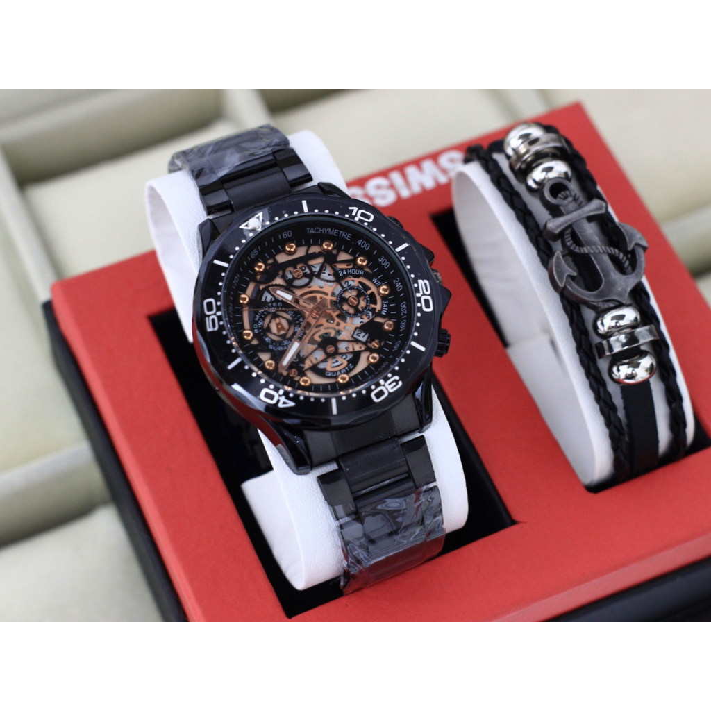 Jam Tangan Pria Fashion Rolex 6078 Free Gelang & Batrai Cadangan Tanggal Aktif ( COD)