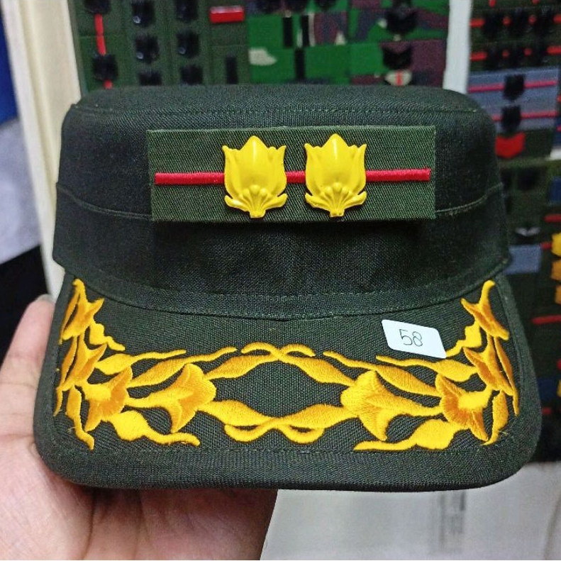 TOPI PET PDH PAMEN AD + PANGKAT LETKOL BAHAN LOGAM