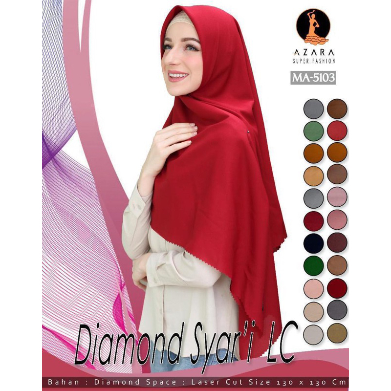 ISI 10 PCS Jilbab Kerudung Segiempat AZARA DIAMOND SYAR’I LC MA5103 Polos Mat Diamond Space