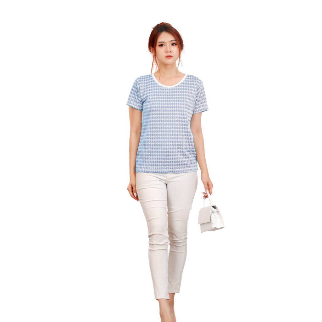 Baju Pakaian Kaos Lengan Pendek Atasan Wanita Casual Terbaru Bahan Knit Nyaman dan Modis untuk Dipak