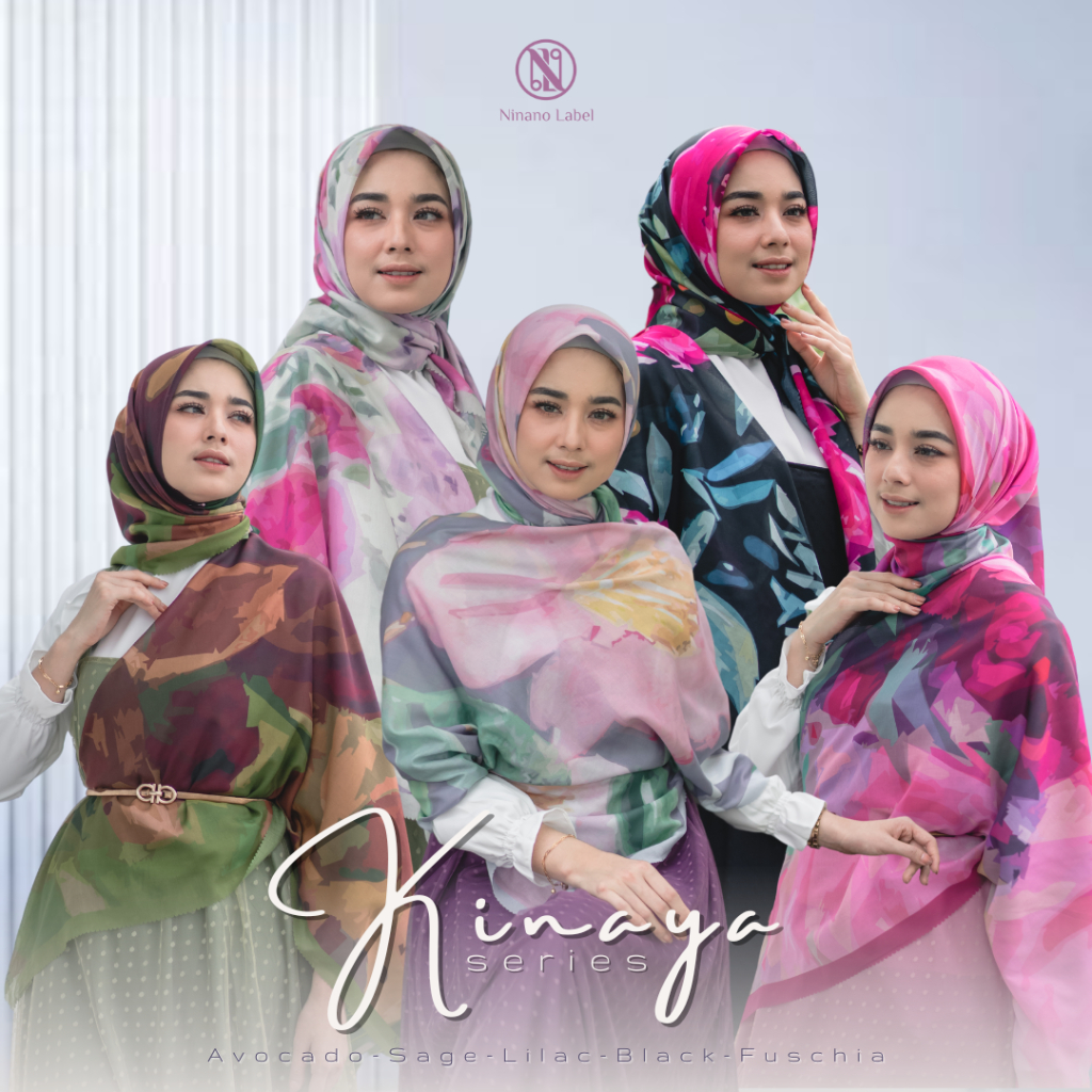 KINAYA Series / Ninano Label / Hijab segi empat motif voal /Jilbab segi empat motif voal / Aceh
