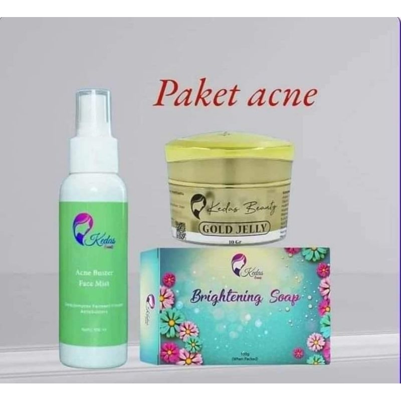PAKET WAJAH  ✓ Glowing ✓ Acne | Sabun | Gold Jelly | Face Mist Kedas Beauty