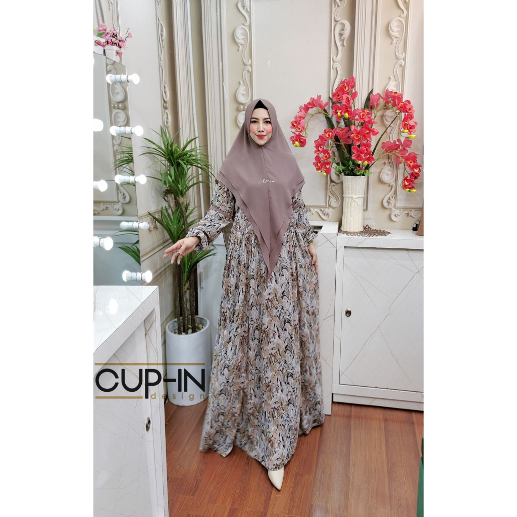 Gendis Syari Abstrak By Cup-in Design ORI Hijab Gamis Syari Kekinian BestSeller Terlaris Termurah Or