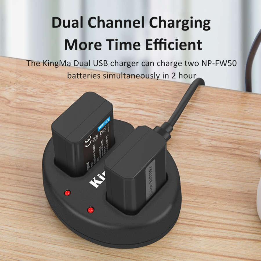 KINGMA BATTERY SONY NP-FW50 2 PACK WITH DUAL CHARGER NON LCD