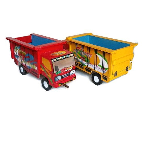 Miniatur mobil truk oleng kayu mainan anak / truk mobil mobilan anak