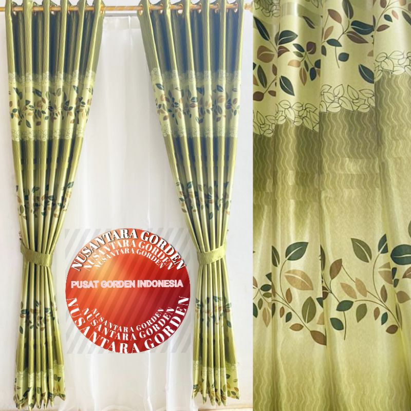 gorden ruang tamu mewah jendela pintu blackout printing parero hijau ungu merah coklat abu model smo