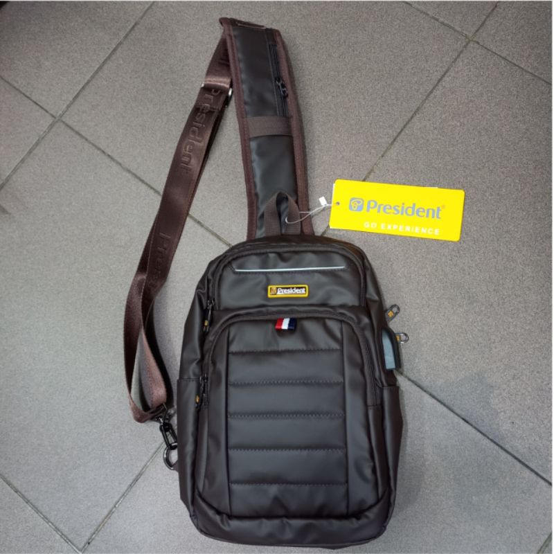 Tas selempang pria/tas usb port/tas import/tas ipad president slingbag 1681