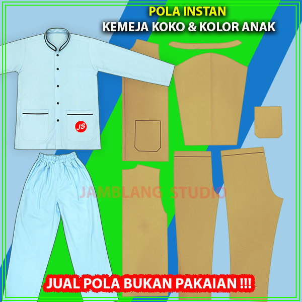 Pola Instan Baju atau Celana Koko Anak