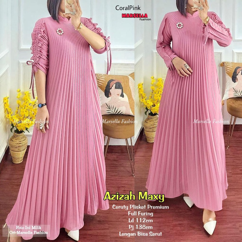 AZIZAH MAXI/ DRES PLISKET POLOS BY MARSELA