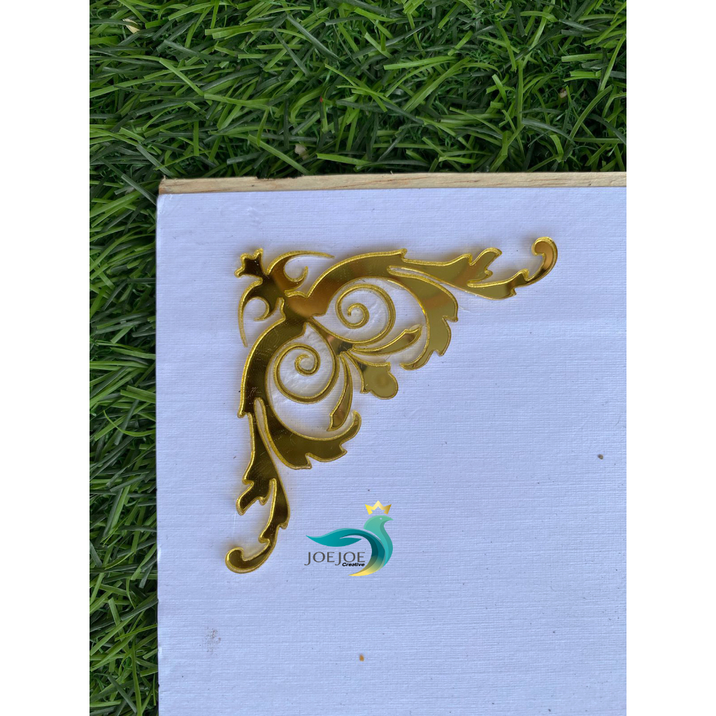 Sudut pinggiran Frame Gold | pinggiran pigura | hiasan mahar | sudut mahar cutting sudut akrilik