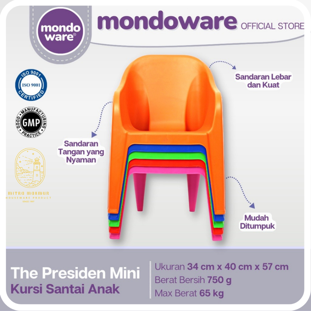 SALE!! MONDOWARE KURSI SANTAI PLASTIK ANAK KURSI ANAK RILEX PRESIDEN MINI CHAIR KP2