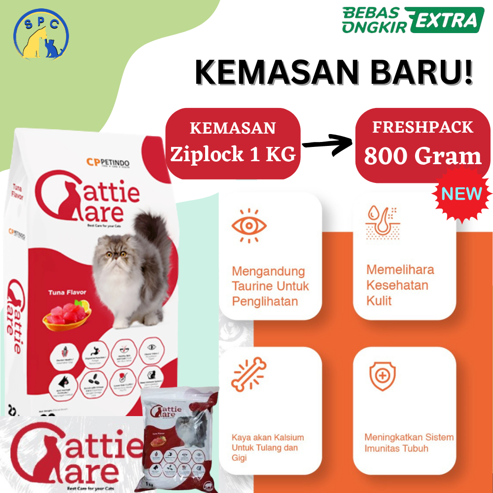 CATTIE CARE Cat Food Makanan Kucing Premium Freshpack 800 Gram CPPETINDO