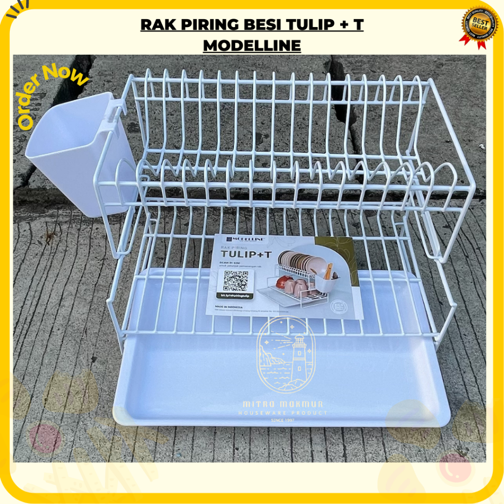 SALE!! RAK PIRING TULIP + T MODELLINE TEMPAT SENDOK DAN NAMPAN SUSUN 2 RAK DAPUR