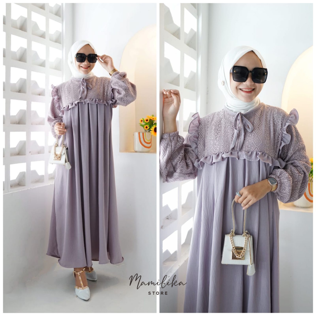 LUNA DRESS | GAMIS CRINKEL AIRFLOW BRUKAT LACE