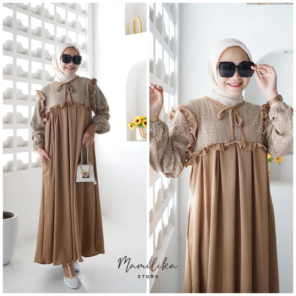 LUNA DRESS | GAMIS CRINKEL AIRFLOW BRUKAT LACE