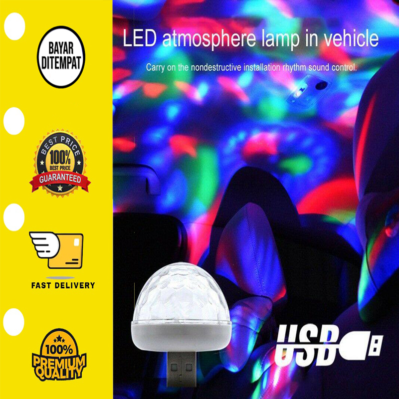 [BISA COD] Lampu Led Rgb Disco Colok Usb Lampu Kabin Mobil Interior Disco Lamp