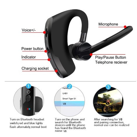 RENN HEADSET BLUETOOTH V8 WIRELESS STEREO EARPHONE BLUETOOTH