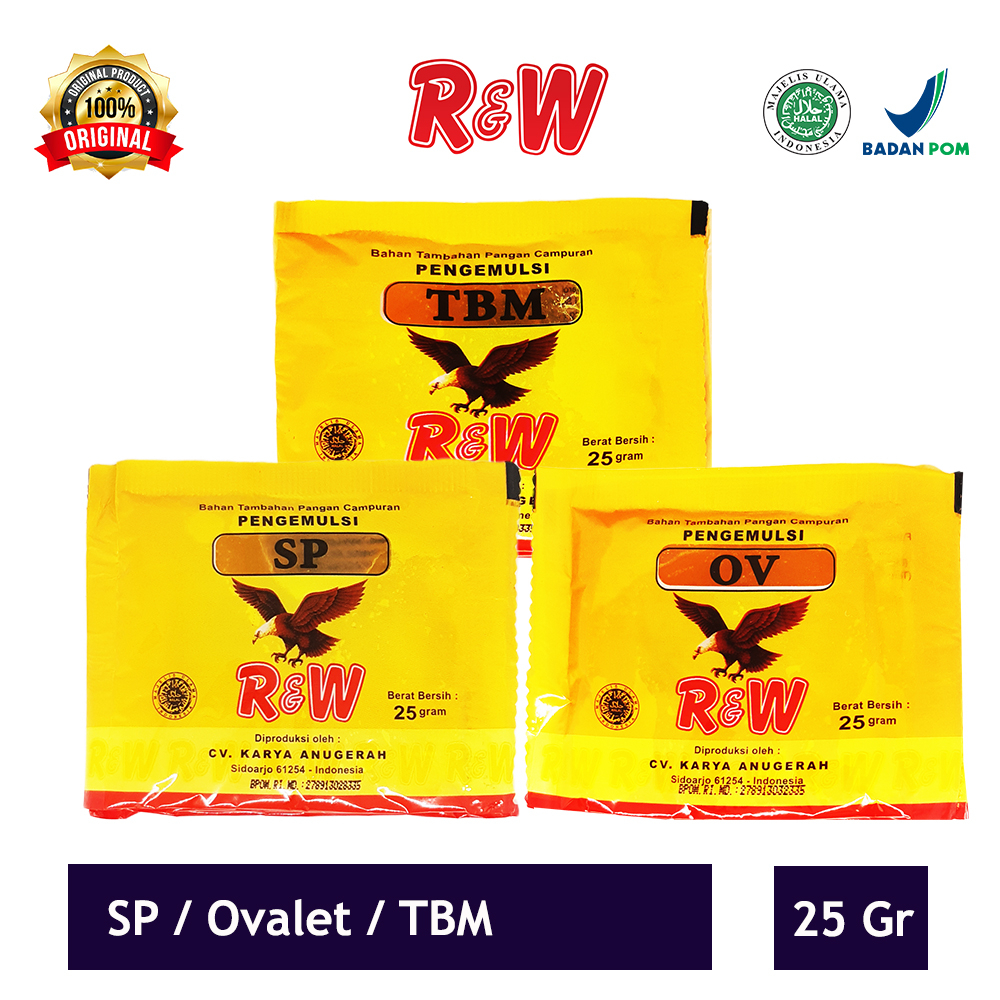 Emulsifier SP Ovalet TBM Pengemulsi Pelembut Pengembang Kue Roti Rajawali R&amp;W RW 25 gr