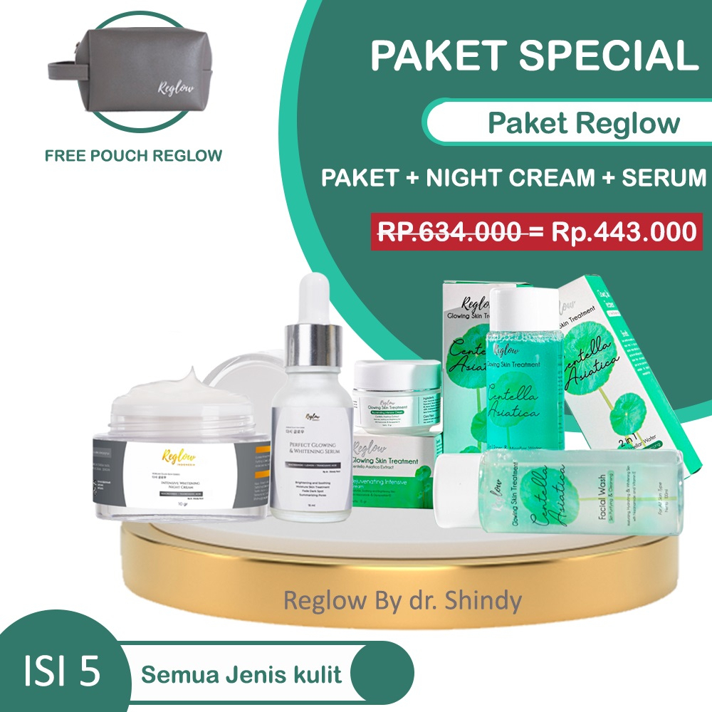 Reglow dr Shindy Skincare Paket Perfect Lengkap Serum Day Night Cream Facial Wash Toner Wajah Glowing BPOM