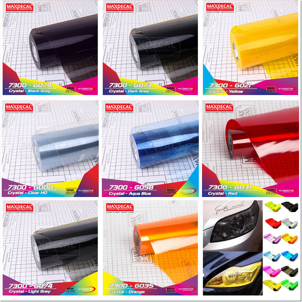 MAXDECAL Stiker Lampu Motor Mobil Smoke Hybrid Gossy Transparan Sticker Headlamp Headlight Crystal C